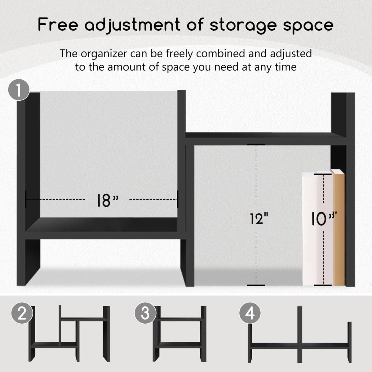 Adjustable MDF Desk Organizer Shelf – 5 Colors